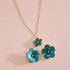 Collar de flores de colores con gota de aceite transfronterizo europeo y americano, fresco y versátil, cadena de clavícula simple, joyería exquisita y dulce estilo vacacional