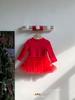 Roupas Infantis Jenny Outono e Inverno Meninas Princesa Natal Vermelho Top com Forro de Lã para Bebês Roupa de Ano Novo Leggings Quentes