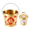 Cubo de Lata Dorado Portátil de la Fortuna para Regalos del Festival de Mediados de Otoño, Cubo Pequeño de Lata para Almacenar Galletas y Nueces, Cubo de Lata para Palomitas de Maíz