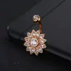 Moda piercing súper ventas anillo de ombligo exquisito moda Girasol Diamante incrustado hebilla de ombligo acero inoxidable clavo de ombligo Amazon