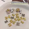 Accesorios para Uñas con Moño Retro Tridimensional Color Dorado y Plateado Pajarita Serpentina Resina Dulce Fresca Decoración de Uñas con Moño
