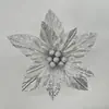 Novas decorações de Natal transfronteiriças pó dourado flor artificial acessórios para guirlanda de Natal arranjo de flores de tecido ornamentos decorativos