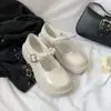 Zapatos Pequeños de Cuero Retro Francés Estilo Británico para Mujer 2025 Primavera Nuevo Estilo Perla Hada Una Línea Suela Gruesa Zapatos Mary Jane