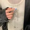 Collar con Colgante de Planeta de Piedra Ojo de Tigre Vintage, Cadena Deslizante para Mujer, Accesorio de Cadena para Suéter de Lujo Ligero de Gama Alta, Cadena Elegante para Clavícula
