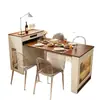 Mesa de comedor con isla estilo crema mesa de comedor con isla integrada retráctil plegable sala de estar hogar apartamento pequeño comedor bar