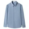 Liquidación Camisa de Manga Larga Rayada de Fibra de Bambú para Hombre, Nueva Primavera Casual de Negocios de Alta Gama sin Planchar