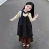 Conjunto de Ropa Estilo Mori para Niñas 2026 Primavera y Otoño Nuevo de Moda Estilo Coreano Conjunto de Vestido Chaleco de Lunares en Capas y Falda