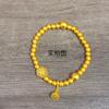 Tienda de oro con el mismo brazalete de flor de loto de seis fases, brazalete de cuentas redondas de oro vietnamita arenoso, joyería de mano con carácter de la suerte, herencia de la ley antigua para mujer