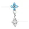 Binx Jewelry F136 Aleación de Titanio Flor de Ciruelo Rombo de Cuatro Diamantes Circonita Pendientes de Aro Colgantes Accesorios Universales