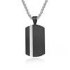 Colar com Pingente de Placa Militar Bicolor Xadrez Escovado para Abastecimento Transfronteiriço em Aço Inoxidável Galvanizado com Opções de Logo para Deslocamento Moderno
