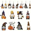 24 Peças de Abóbora de Madeira Halloween Retrô Gnomo Festa de Feriado Árvore Jack O'Lantern Chapéu de Bruxa Decoração Pingente