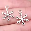 19X14mm 0.7g Colgante de Joyería de Plata Antigua Hecho a Mano DIY Serie Navideña Colgante de Copo de Nieve