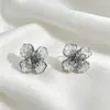 Brincos de Trevo de Quatro Folhas de Cristal, Doces e Versáteis, Brincos Estilosos para Mulheres, High-End, Exquisitos, Brincos de Agulha de Prata de Nicho