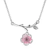 Collar Flor de Cerezo Xiaozhong para Mujer Tendencia Popular en Internet Cadena Corta Simple para Clavícula Colgante Joyería Rosa Collar Estilo Coreano y Estilo Coreano