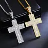 2026 Nuevo Collar con Colgante de Cruz de Diamante Completo Europeo y Americano Transfronterizo Largo 3.0 Cadena Retorcida de Acero de Titanio Collar para Suéter
