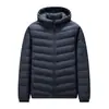 Nova coleção outono e inverno: Jaqueta casual com capuz 90% pluma de pato branca para homens, leve e fácil de usar, proporcionando calor e conforto