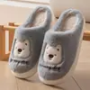 Lindas pantuflas de algodón de osito blanco para mujer, pantuflas de felpa para otoño e invierno, de suela gruesa, cómodas pantuflas de interior para el calor