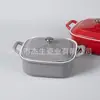 Molde Cuadrado Creativo Cerámico Nórdico para Hornear con Dobles Asas y Tapa, Adecuado para Uso en Horno y Microondas