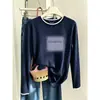 Estilo de dos piezas con bloques de color, camiseta de manga larga 100% algodón para mujer, colección de otoño, corte holgado, talla grande, casual, a la moda, versátil y se puede usar como capa base o top
