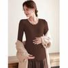 Ropa de Maternidad para Otoño e Invierno, Terciopelo Térmico de Doble Cara, Nueva Ropa Exterior para Madres Embarazadas, Talla Grande, Cubre Vientre, Aspecto Adelgazante, Camiseta Térmica de Moda