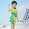 Traje de baño para niños, Traje de baño de una pieza con capucha de dibujos animados para niño, Traje de baño de manga corta para protección solar en la playa para niños grandes, medianos y pequeños, Traje de baño para bebé niño
