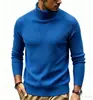 Otoño e Invierno Nuevo Suéter de Punto de Color Sólido con Rayas Verticales Ajustado para Hombre Estilo Europeo y Americano Suéter Cálido de Hilo Capa Base
