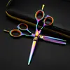Tesoura de Cabeleireiro com Anel de Pato Colorido de 5,5 polegadas, Tesoura de Corte de Cabelo, Tesoura Reta, Tesoura de Franja, Tesoura Desbastadora