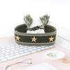 Pulsera de Correa con Borla de Remache de Estrella de Cinco Puntas, Pulsera Tejida de Estilo Étnico Colorido, Accesorios Transfronterizos de Estilo Mixto Multicolor