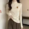 Camada Base Top de Gola Meia-Alta De Rong para Mulheres Outono/Inverno Novo Estilo Coreano Emagrecedor Versátil Manga Longa Roupa Íntima Top Quente Armazém Lightning