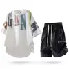 Comercio Electrónico Transfronterizo Marca de Moda Conjunto Degradado para Adolescentes Un Conjunto de Ropa Elegante con Mangas Cortas y Pantalones Cortos Conjunto de Dos Piezas de Moda para Hombre