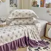 2026 Nuevo Modelo Brocado de Nube Encaje de Algodón Estilo Sábana Grande Faldón de Cama Juego de Tres Piezas Algodón Lavado Estilo Coreano Estilo Princesa