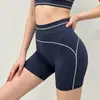 Pantalones Cortos Deportivos de Cintura Alta Europeos y Americanos Transfronterizos Levanta Glúteos, Shorts Casuales de Yoga de Color Contrastante, Pantalones Cortos de Fitness para Correr al Aire Libre 7028