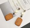 E261 Pendientes de Madera Geométricos Retro Estilo Coreano Simples Elegantes Pendientes Largos de Madera Pendientes de Moda Distintivos