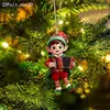 Enfeite de Natal Acrílico Plano 2D Desenho Animado Pequena Árvore de Natal Decoração Pendente Decoração de Festival Pingente de Presente