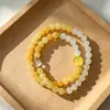 Pulseira de anel duplo de cristal branco de pedra de uva natural 5A moda pequena fresca verão menina joias de mão atacado