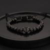 Pulseira de Corda Tecida Ajustável Hip Hop Masculina Coroa de Cobre Retrô Europeia e Americana Contas de Abacaxi de Aço Titânio Galvanizado a Vácuo
