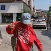 [Fábrica de Diseño Propio Lista para Entrega] Sudadera de Hombro Caído con Estampado de Letras Diseñada para Mujer en Otoño Top Holgado Off-Shoulder