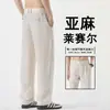 Pantalones de Lino de Alta Gama para Hombre, Estilo Delgado de Verano 2026, Pantalones Casuales Rectos Sueltos para Hombre, Versátiles Ultra-Delgados de Algodón y Lino
