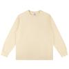Camiseta de Manga Larga de Algodón Puro Capa Base 220g Sudadera Holgada para Mujer Cuello Redondo para Pareja Top Interior Blanco Casual Versátil