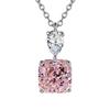 Collar cuadrado de diamantes rosas con cadena de clavícula para mujer, colgante de diamantes cuadrados de plata esterlina s925 chapado en hada, simple y elegante, celebridad de Internet, moda elegante