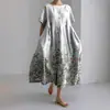Amazon Transfronterizo 2026 Verano Nuevo Talla Europea Mujer Holgado Cuello Redondo Moderno Gama Alta Manga Corta Vestido Estampado