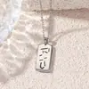 Collar Colgante Rectangular Hueco Personalizado de Acero de Titanio Transfronterizo para Hombres, Joyería de Collar Versátil de Gama Alta Europea y Americana para Mujeres