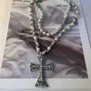 Collar Colgante de Cruz con Perlas y Diamantes Incrustados Estilo Europeo y Americano Lujo Accesible Cadena de Suéter de Gama Alta Collar de Moda Exagerado para Mujer