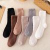 Calcetines de dormir de lana coral de otoño e invierno, gruesos y cálidos hasta media pantorrilla, para uso doméstico, de color liso, para mujer, venta al por mayor