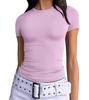 Camiseta de verano para mujer, estilo Spice Girls, estilo europeo y americano, corte entallado, cuello redondo, seda de leche de alta gama.