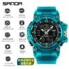 Novo Relógio Eletrônico Transfronteiriço Sanda à Prova d'Água para Uso Externo Esportivo com Duplo Display Calendário Luminoso Relógio Masculino