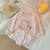 Conjunto de Roupa de Casa e Roupa Íntima Infantil Aomiaocong Outono e Inverno Algodão de Fibra Longa Sem Costura Conjunto de Pijama para Meninos e Meninas Conjunto de Roupas de Outono e Calças