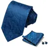 Gravata masculina de negócios formal 3 peças terno azul listrado caixa de presente poliéster seda 7,5 cm embalagem de caixa de presente