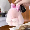 Chaveiro de Coelho de Pelúcia Fofo com Laço, Pingente de Boneca Coelho, Decoração de Mochila, Presente para Mulheres