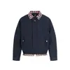 Jaqueta Blazer Xadrez Costurado Estilo Retrô Americano Falsa Duas Peças para Homens e Mulheres Nova Marca de Moda Jaqueta Bomber Cleanfit